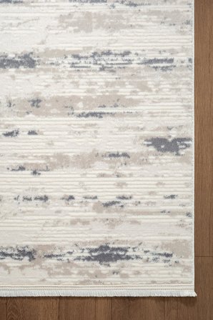 Icon IC001M Krem Modern Lacivert Desen Akrilik Pamuk Tabanlı Salon Koridor 4 Mevsim Halı