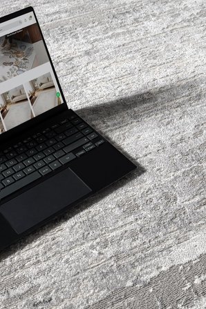 Fabay CT027A Gri Halı Modern Desenli Pamuk Taban Salon Halısı Yatak Odası Koridor