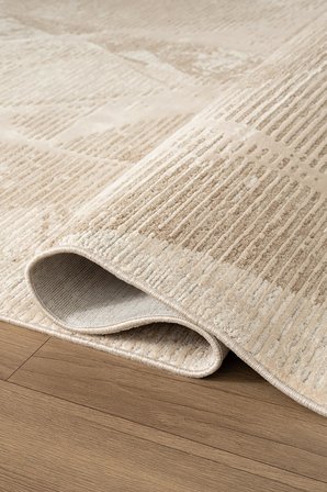 Viskona VK002B Bej Halı Viskon Doğal Iplik Bambu Halı Tozu Az Salon Halısı Yatak Odası