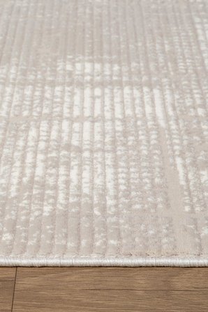 Arya A02357 Krem Gri Akrilik Halı Dekoratif Modern Desen Yumuşak Tozuaz Salon Halısı