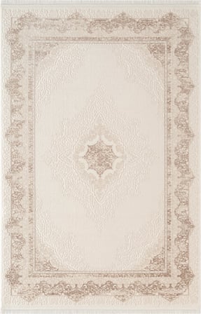 Look Classıc LK004G Çerçeveli Krem Klasik Desen Akrilik Dokuma Taban Tozuaz Oturma Odası Halısı