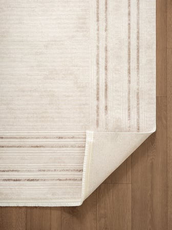 Look Classıc LK001W Çerçeveli Krem Gri Klasik Desen Akrilik Dokuma Taban Tozuaz Oturma Odası Halısı