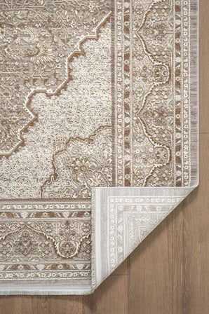 Matris MI004R Krem Kahve Halı Modern Pamuk Taban Akrilik Tozuaz Salon Yatak Odası Koridor Halısı