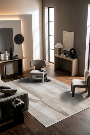 Leon LN012B Bej Halı Klasik Desen Pamuk Taban Akrilik Tozuaz Salon Yatak Odası Koridor Halısı
