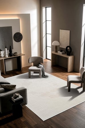 Leon LN011W Krem Halı Klasik Desen Pamuk Taban Akrilik Tozuaz Salon Yatak Odası Koridor Halısı