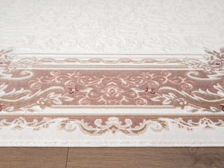 Fontana FT003P Krem Kahve Akrilik Halı Klasik Desen Pamuk Taban Tozu Az Salon Oturma Odası Halısı