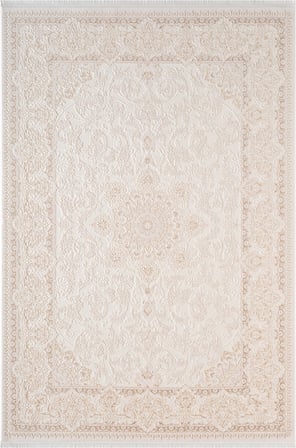 Fontana FT002W Krem Bej Akrilik Halı Klasik Desen Pamuk Taban Tozu Az Salon Oturma Odası Halısı