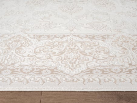 Fontana FT002W Krem Bej Akrilik Halı Klasik Desen Pamuk Taban Tozu Az Salon Oturma Odası Halısı
