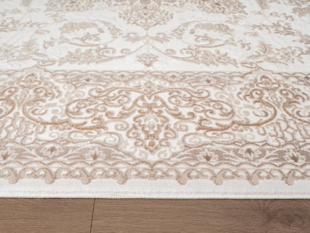 Fontana FT002B Krem Bej Akrilik Halı Klasik Desen Pamuk Taban Tozu Az Salon Oturma Odası Halısı