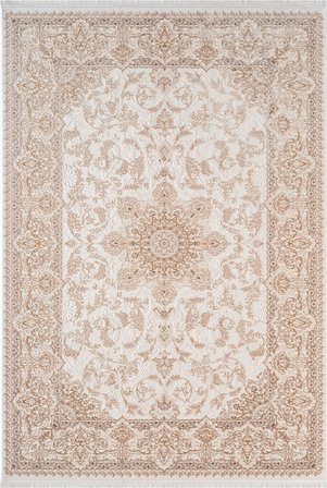 Fontana FT002B Krem Bej Akrilik Halı Klasik Desen Pamuk Taban Tozu Az Salon Oturma Odası Halısı