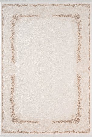 Fontana FT001W Krem Bej Akrilik Halı Klasik Desen Pamuk Taban Tozu Az Salon Oturma Odası Halısı
