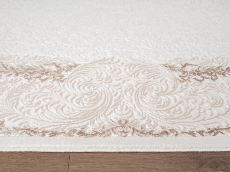 Fontana FT001W Krem Bej Akrilik Halı Klasik Desen Pamuk Taban Tozu Az Salon Oturma Odası Halısı