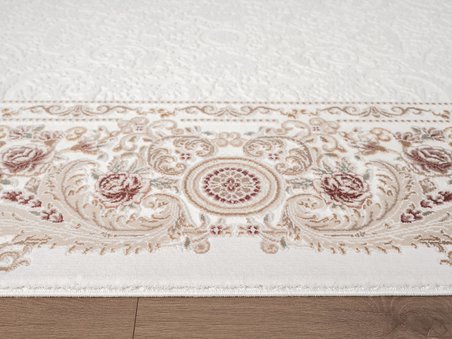 Fontana FT005P Krem Bej Akrilik Halı Klasik Desen Pamuk Taban Tozu Az Salon Oturma Odası Halısı