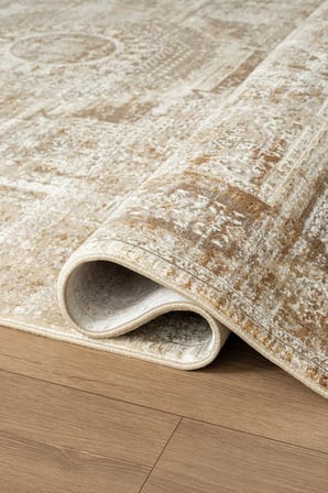 Matris MI005R Krem Kahve Halı Modern Pamuk Taban Akrilik Tozuaz Salon Yatak Odası Koridor Halısı