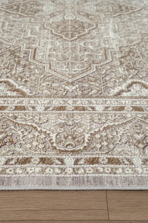 Matris MI004R Krem Kahve Halı Modern Pamuk Taban Akrilik Tozuaz Salon Yatak Odası Koridor Halısı