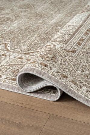 Matris MI004R Krem Kahve Halı Modern Pamuk Taban Akrilik Tozuaz Salon Yatak Odası Koridor Halısı