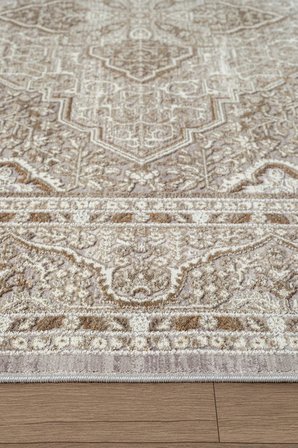 Matris MI004R Krem Kahve Halı Modern Pamuk Taban Akrilik Tozuaz Salon Yatak Odası Koridor Halısı