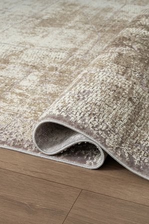 Matris MI002B Bej Halı Modern Pamuk Taban Akrilik Tozuaz Salon Yatak Odası Koridor Halısı