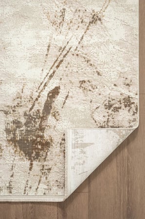 Matris MI001B Bej Halı Modern Pamuk Taban Akrilik Tozuaz Salon Yatak Odası Koridor Halısı