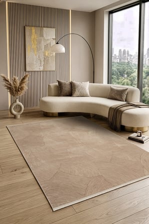 Luxia LU001B Bej Akrilik Modern Salon Koridor Yatak ve Oturma Odası Halısı