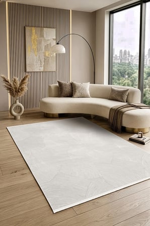 Luxia LU001W Krem Akrilik Modern Salon Koridor Yatak ve Oturma Odası Halısı