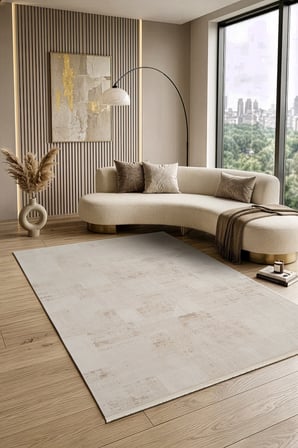 Luxia LU003B Bej Krem Akrilik Modern Salon Koridor Yatak ve Oturma Odası Halısı