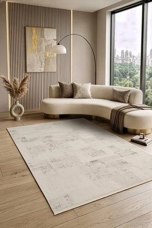 Luxia LU003G Krem Gri Akrilik Modern Salon Koridor Yatak ve Oturma Odası Halısı