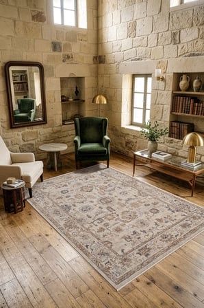 Focus FO003A Bej Kahve Vintage Modern Salon Koridor Yatak ve Oturma Odası Halısı