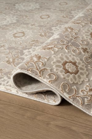 Mihenk MH003B Beyaz-Gri Akrilik Geometrik Desen Modern Salon, Koridor, Yatak ve Oturma Odası Halısı