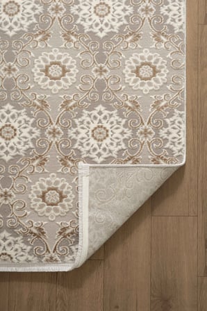 Mihenk MH003B Beyaz-Gri Akrilik Geometrik Desen Modern Salon, Koridor, Yatak ve Oturma Odası Halısı