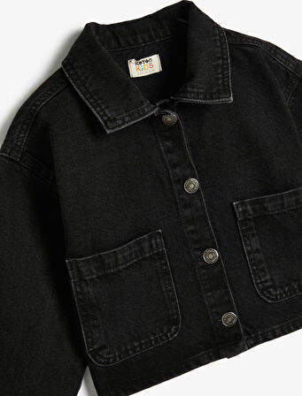 Kot Ceket Cep Detaylı Pamuklu Uzun Kollu