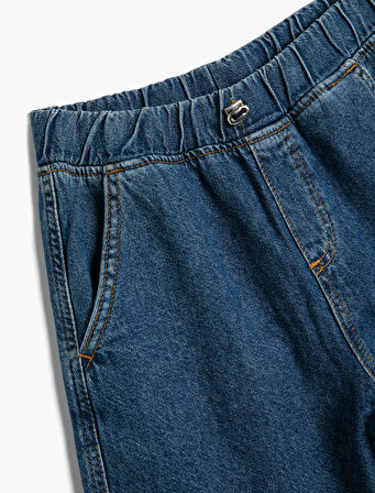 Paraşüt Kot Pantolon Pamuklu Beli Lastikli Cepli - Parachute Jean