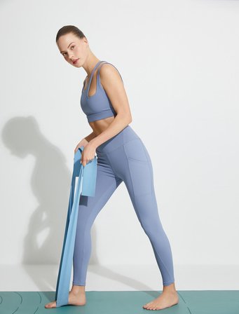 Cep Detaylı Yüksek Bel Spor Tayt Dikiş Detaylı Slim Fit