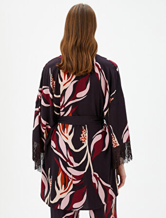 Kimono Beli Kuşaklı Püskül Detaylı