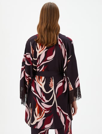 Kimono Beli Kuşaklı Püskül Detaylı