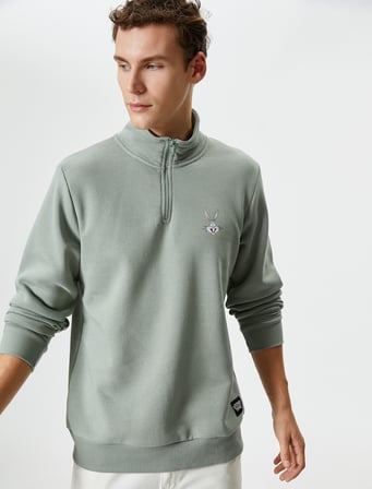 Bugs Bunny Dik Yaka Sweatshirt Lisanslı Baskılı