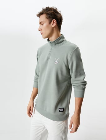 Bugs Bunny Dik Yaka Sweatshirt Lisanslı Baskılı