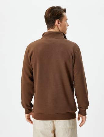 Tazmanya Canavarı Sweatshirt Yarım Fermuarlı Lisanslı Baskılı Şardonlu