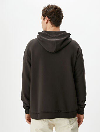 Oversize Kapşonlu Sweatshirt Mistik Baskılı Sloganlı