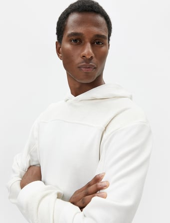 Kapşonlu Sweatshirt Dokulu Dikiş Detaylı Uzun Kollu