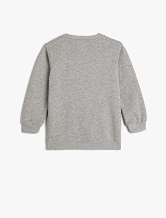Sweatshirt Basketbol Temalı Pullu Payetli Uzun Kollu Bisiklet Yaka  Şardonlu 
