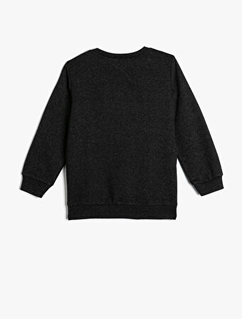 Sweatshirt Futbol Baskılı Uzun Kollu Bisiklet Yaka Şardonlu 