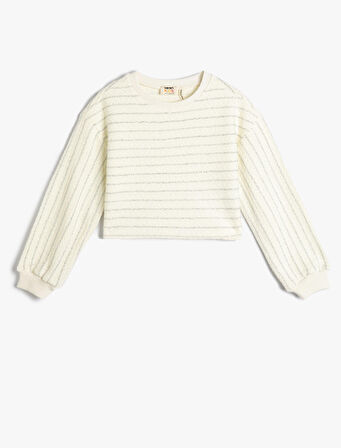 Crop Sweatshirt Uzun Kollu Bisiklet Yaka