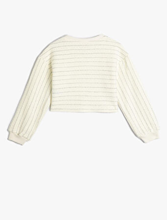 Crop Sweatshirt Uzun Kollu Bisiklet Yaka