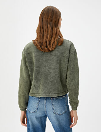 Bisiklet Yaka Sweatshirt Basic Yıkamalı