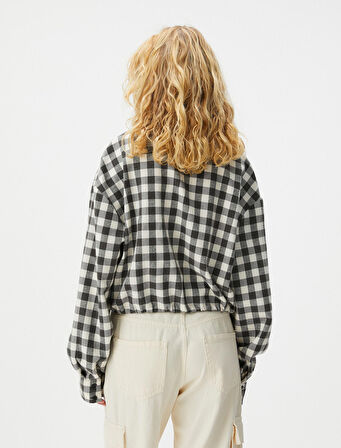 Crop Oduncu Gömlek Beli Bağlamalı Uzun Kollu Yumuşak Dokulu