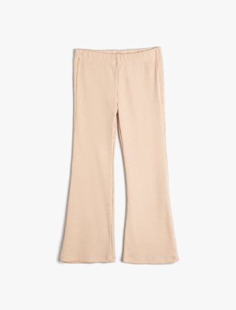 İspanyol Paça Tayt Pantolon Beli Lastikli Fitilli