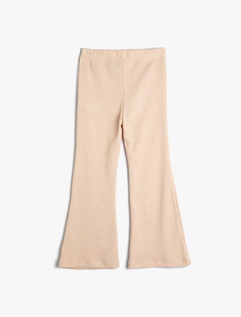 İspanyol Paça Tayt Pantolon Beli Lastikli Fitilli