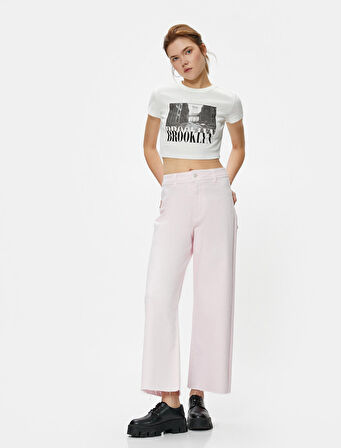 Geniş Kısa Paça Kot Pantolon Yüksek Bel - Sandra Jeans