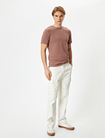 Kısa Kollu Tişört Uzun Kalça Boy Esnek Kumaş Slim Fit Pamuklu